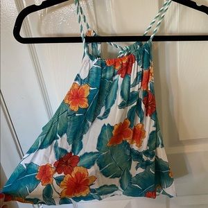 Tropical Print Crop Tank | Size Large